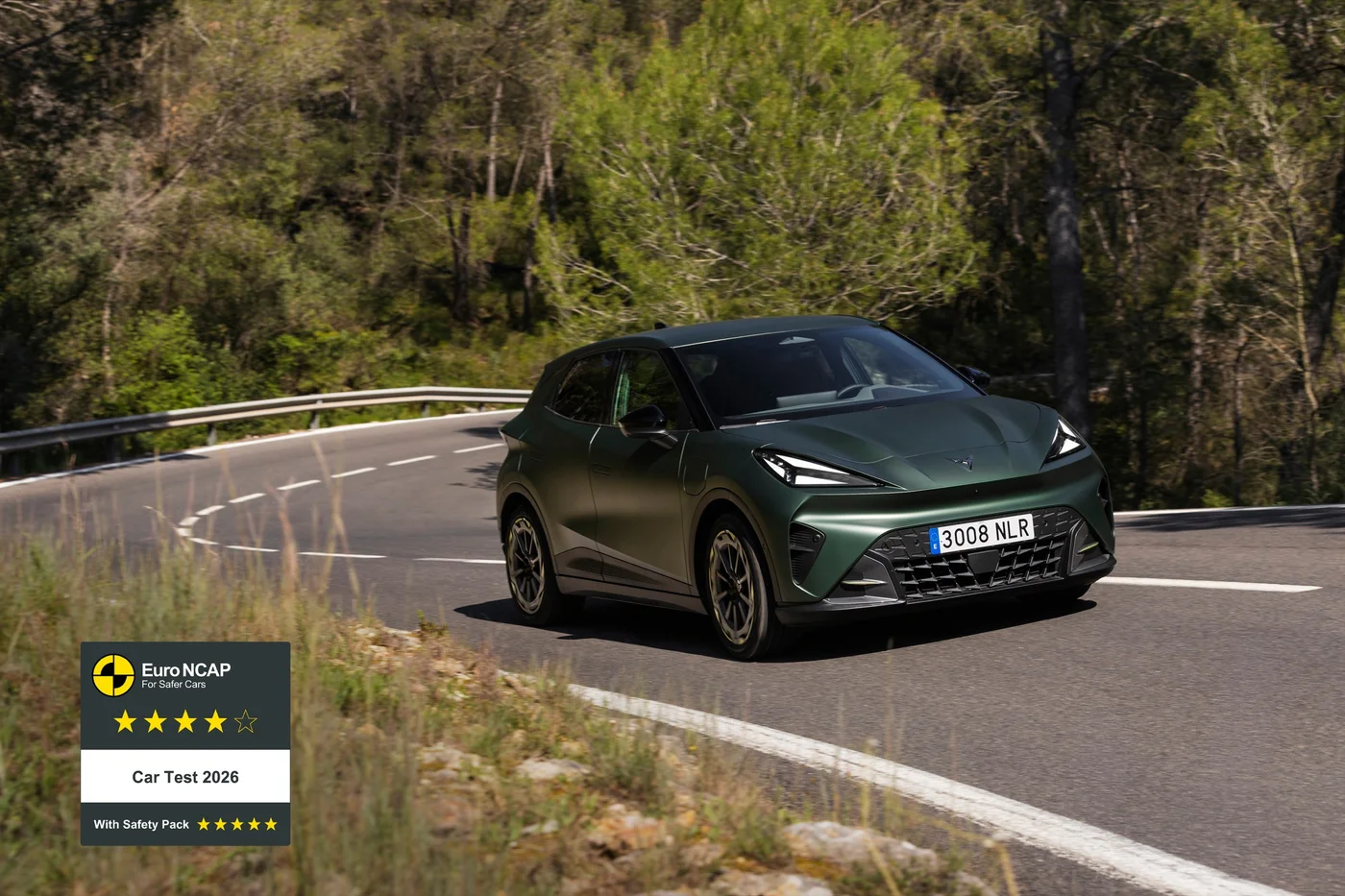 Green Cupra Raval with its Euro NCAP rating
